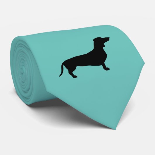 Dachshund Kort Haar - Silhouet 1 Stropdas (Opgerold)