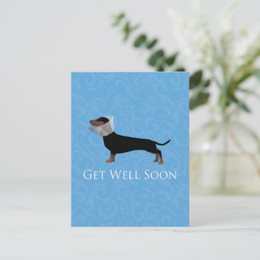 Dachshund krijgt snel een goed ontwerp briefkaart (Staand voorkant)