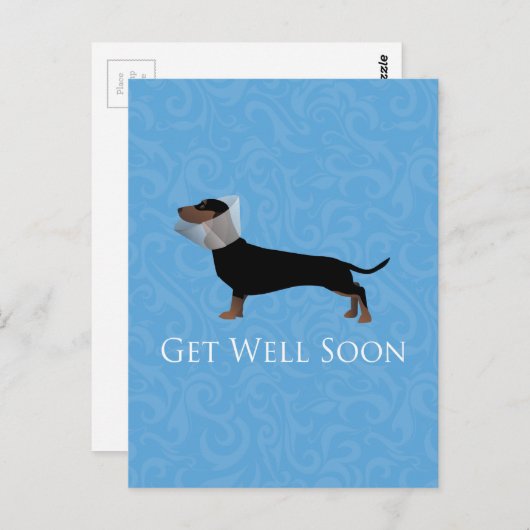 Dachshund krijgt snel een goed ontwerp briefkaart (Voorkant / Achterkant)