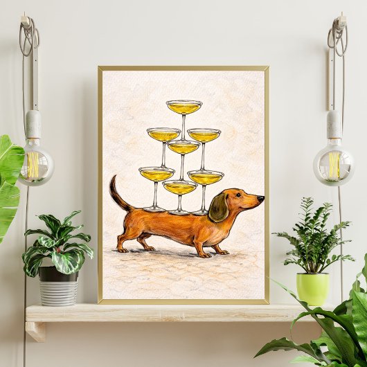 Dachshund kunst | grappige hond illustratie poster