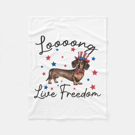 Dachshund Kunst Lang leve de vrijheid Fleece Deken (Voorkant)