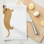 Dachshund Kus met Hart Theedoek (Quarter Fold)