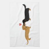 Dachshund Kus met Hart Theedoek (Verticaal)