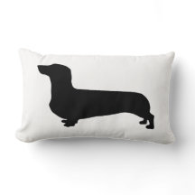 Dachshund kussen met gestreepte achterkant