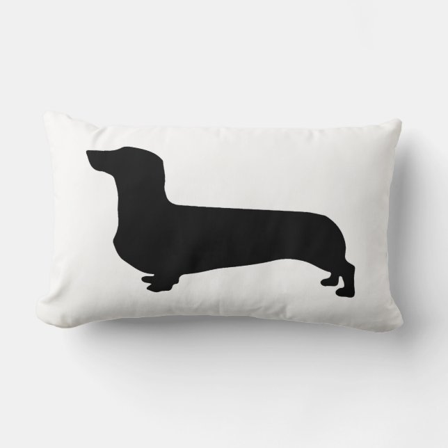 Dachshund kussen met gestreepte achterkant (Voorkant)