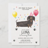 Dachshund Laat Feestje Vieren Hond Verjaardagsuitn Kaart (Voorkant)