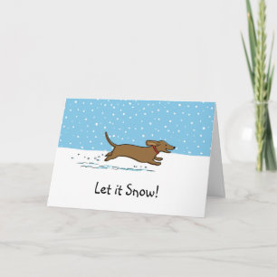 Dachshund Laat het Sneeuwen - Gelukkige Wiener Dog Feestdagen Kaart