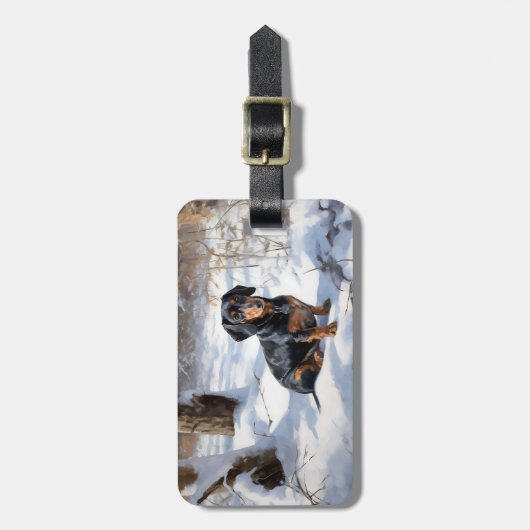 Dachshund Laat het sneeuwen Kerstmis Bagagelabel (Voorkant verticaal)