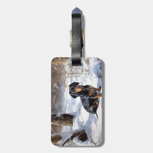 Dachshund Laat het sneeuwen Kerstmis Bagagelabel (Achterkant verticaal)