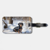 Dachshund Laat het sneeuwen Kerstmis Bagagelabel (Achterkant horizontaal)