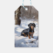 Dachshund Laat het sneeuwen Kerstmis Cadeaulabel (Achterkant)