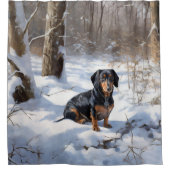 Dachshund Laat het sneeuwen Kerstmis Douchegordijn (Voorkant)