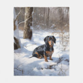 Dachshund Laat het sneeuwen Kerstmis Fleece Deken (Voorkant)