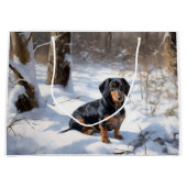 Dachshund Laat het sneeuwen Kerstmis Groot Cadeauzakje (Voorkant)