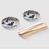 Dachshund Laat het sneeuwen Kerstmis Handwaaier (Niet-gemonteerd)