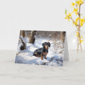 Dachshund Laat het sneeuwen Kerstmis Kaart (Gele Bloem)