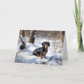 Dachshund Laat het sneeuwen Kerstmis Kaart (Voorkant)