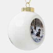 Dachshund Laat het sneeuwen Kerstmis Keramische Bal Ornament (Links)