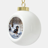 Dachshund Laat het sneeuwen Kerstmis Keramische Bal Ornament (Rechts)