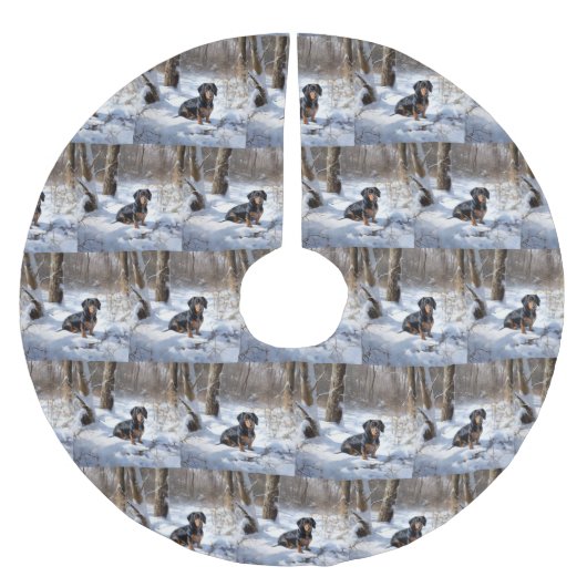 Dachshund Laat het sneeuwen Kerstmis Kerstboom Rok (Voorkant)