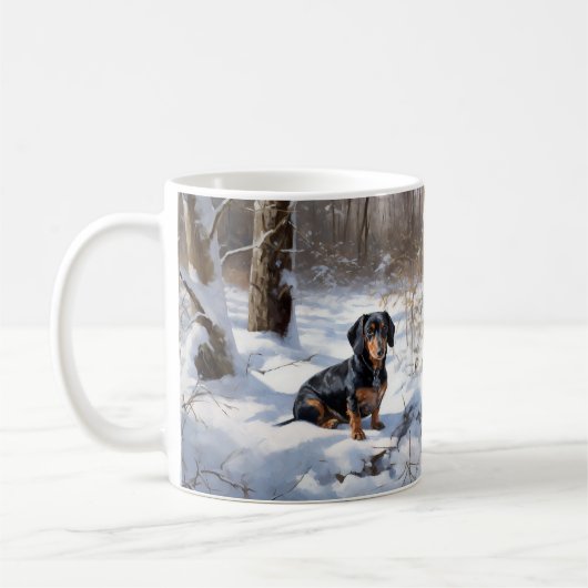 Dachshund Laat het sneeuwen Kerstmis Koffiemok (Links)