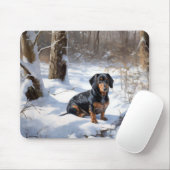 Dachshund Laat het sneeuwen Kerstmis Muismat (Met muis)