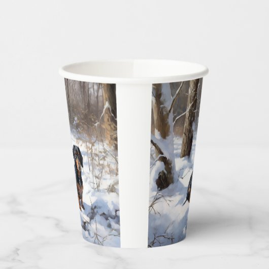 Dachshund Laat het sneeuwen Kerstmis Papieren Bekers (Links)