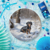 Dachshund Laat het sneeuwen Kerstmis Papieren Bordje (Feest)