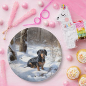 Dachshund Laat het sneeuwen Kerstmis Papieren Bordje (Feest)
