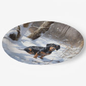 Dachshund Laat het sneeuwen Kerstmis Papieren Bordje (Gekanteld)