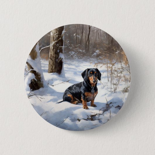 Dachshund Laat het sneeuwen Kerstmis Ronde Button 5,7 Cm (Voorkant)