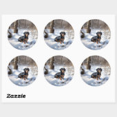 Dachshund Laat het sneeuwen Kerstmis Ronde Sticker (Vel)