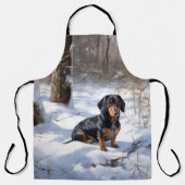 Dachshund Laat het sneeuwen Kerstmis Schort (Voorkant)