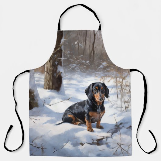 Dachshund Laat het sneeuwen Kerstmis Schort (Voorkant)