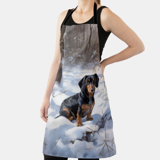 Dachshund Laat het sneeuwen Kerstmis Schort (Insitu)