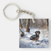 Dachshund Laat het sneeuwen Kerstmis Sleutelhanger (Voorkant)