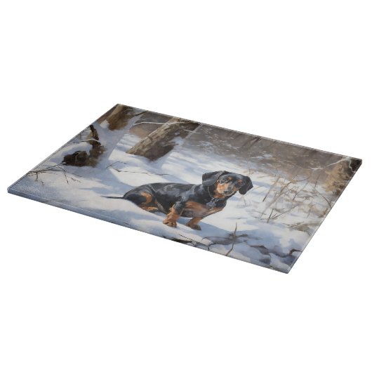 Dachshund Laat het sneeuwen Kerstmis Snijplank (Hoek)