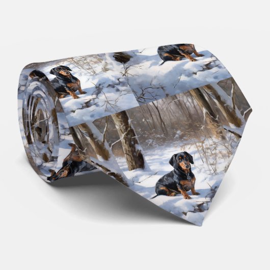Dachshund Laat het sneeuwen Kerstmis Stropdas (Opgerold)