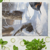 Dachshund Laat het sneeuwen Kerstmis Theedoek (Gevouwen)