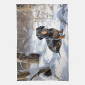 Dachshund Laat het sneeuwen Kerstmis Theedoek (Verticaal)