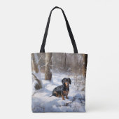 Dachshund Laat het sneeuwen Kerstmis Tote Bag (Achterkant)
