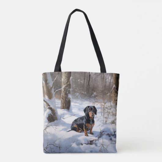 Dachshund Laat het sneeuwen Kerstmis Tote Bag (Achterkant)
