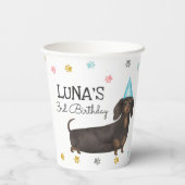 Dachshund laat pawty Dog Birthday Party Paper Cup Papieren Bekers (Achterkant)