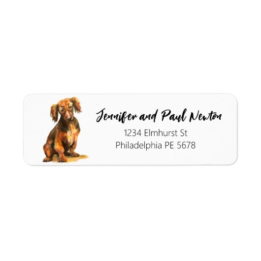 Dachshund-label voor retouradres etiket (Voorkant)