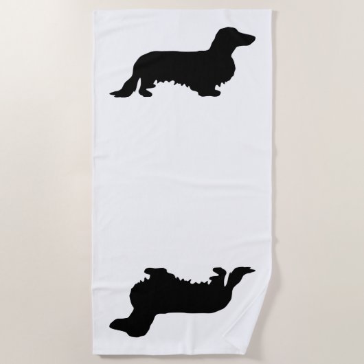 Dachshund Lang Haar - Silhouette 1 Strandlaken (Voorkant)