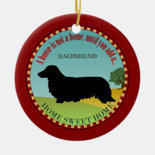 Dachshund [Lange haren] Keramisch Ornament