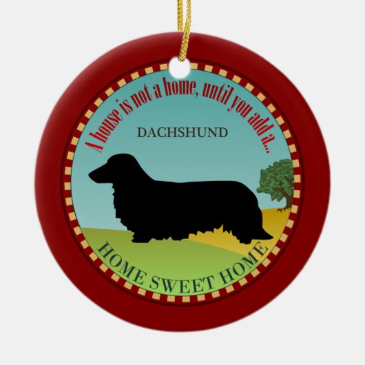 Dachshund [Lange haren] Keramisch Ornament (Voorkant)