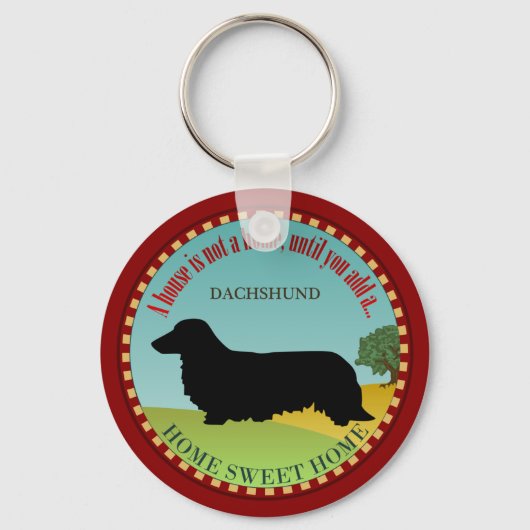 Dachshund [Lange haren] Sleutelhanger (Voorkant)