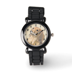 Dachshund (Langharig) Schilderij - Originele Honde Horloge