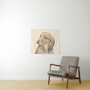 Dachshund (langharig) schilderij originele hondenk wandkleed